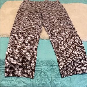 Talbots Purple and White Geometric Capris